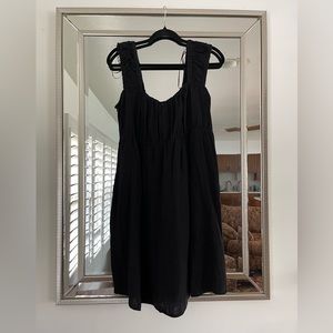 Black crinkle cotton dress